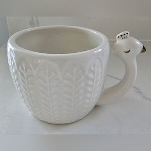 Charming White Ceramic Bird Mug